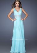 Picture of: Deep V Chiffon Prom Dress with Pleated Bodice in Blue, Style: 19802, Main Picture