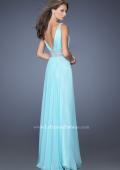 Picture of: Deep V Chiffon Prom Dress with Pleated Bodice in Blue, Style: 19802, Back Picture