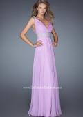 Picture of: Deep V Chiffon Prom Dress with Pleated Bodice in Purple, Style: 19802, Detail Picture 1