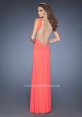 Picture of: Sleeveless Prom Gown with Beaded Lace Accents in Orange, Style: 19804, Back Picture