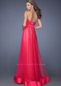 Picture of: Long Strapless Tulle Prom Dress with Satin Bow in Pink, Style: 19809, Back Picture