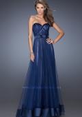 Picture of: Long Strapless Tulle Prom Dress with Satin Bow in Blue, Style: 19809, Detail Picture 1