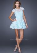 Picture of: Short Cap Sleeve Homecoming Dress with Lace in Blue, Style: 19811, Detail Picture 1
