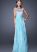 Picture of: High Scoop Neck Chiffon Dress with Sequin Fabric in Blue, Style: 19815, Detail Picture 2