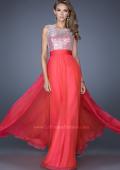 Picture of: High Scoop Neck Chiffon Dress with Sequin Fabric in Pink, Style: 19815, Detail Picture 3