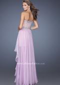 Picture of: Mini Dress with High Low Peplum Style Skirt in Purple, Style: 19816, Back Picture