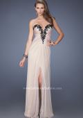 Picture of: Strapless Homecoming Dress with Jeweled Black Lace in Nude, Style: 19819, Main Picture
