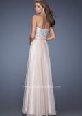 Picture of: Long Chiffon Prom Gown with Bedazzled Belt in Nude, Style: 19821, Back Picture