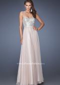 Picture of: Long Chiffon Prom Gown with Bedazzled Belt in Nude, Style: 19821, Detail Picture 1