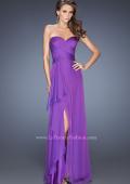 Picture of: Long Strapless Prom Dress with Ruched Bodice and Pearls in Purple, Style: 19823, Main Picture