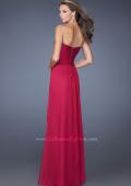 Picture of: Long Strapless Prom Dress with Ruched Bodice and Pearls in Red, Style: 19823, Back Picture