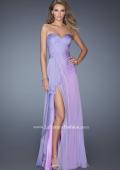 Picture of: Long Strapless Prom Dress with Ruched Bodice and Pearls in Purple, Style: 19823, Detail Picture 4