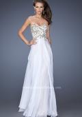 Picture of: Long Prom Dress with White and Gold Floral Detail in White, Style: 19836, Main Picture