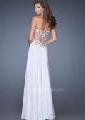 Picture of: Long Prom Dress with White and Gold Floral Detail in White, Style: 19836, Back Picture