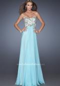 Picture of: Long Prom Dress with White and Gold Floral Detail in Blue, Style: 19836, Detail Picture 1