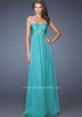 Picture of: A-line Prom Dress with Pleated Bodice and Rhinestones in Blu, Style: 19837, Main Picture