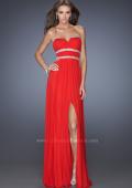 Picture of: Jersey Prom Dress with Diamond Cut Outs and Rhinestones in Red, Style: 19839, Main Picture