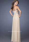 Picture of: Jersey Prom Dress with Diamond Cut Outs and Rhinestones in Nude, Style: 19839, Back Picture