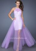Picture of: Prom Dress with Solid Short Skirt and Sheer Tulle Overlay in Purple, Style: 19840, Main Picture