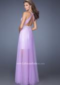 Picture of: Prom Dress with Solid Short Skirt and Sheer Tulle Overlay in Purple, Style: 19840, Back Picture