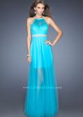 Picture of: Prom Dress with Solid Short Skirt and Sheer Tulle Overlay in Blue, Style: 19840, Detail Picture 1