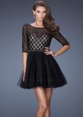 Picture of: Multi Layered Short Homecoming Dress with Polka Dots in Black, Style: 19841, Main Picture