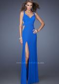 Picture of: Jersey Prom Gown with Side Slit and Ruched Bodice in Blue, Style: 19843, Main Picture