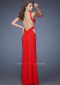 Picture of: Jersey Prom Gown with Side Slit and Ruched Bodice in Red, Style: 19843, Back Picture
