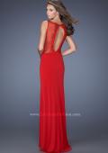 Picture of: Fitted Jersey Dress with High Neckline and Side Slit in Red, Style: 19847, Back Picture