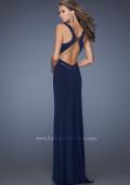 Picture of: Plunging V Neck Prom Dress with Rhinestones and Slit in Blue, Style: 19848, Back Picture