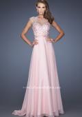 Picture of: Long Prom Dress with Cap Sleeves and Small Train in Pink, Style: 19858, Main Picture