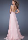 Picture of: Long Prom Dress with Cap Sleeves and Small Train in Pink, Style: 19858, Back Picture