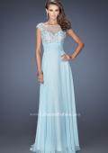 Picture of: Floral Applique A-line Prom Dress with Open Back in Blue, Style: 19859, Main Picture