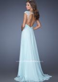 Picture of: Floral Applique A-line Prom Dress with Open Back in Blue, Style: 19859, Back Picture