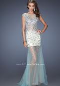 Picture of: Sheer Layered Net Dress with Cap Sleeves and Sequins in Blue, Style: 19863, Main Picture