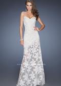 Picture of: Lace Prom Gown with Sheer Lace Skirt in White, Style: 19873, Detail Picture 4