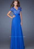 Picture of: A-Line Chiffon Evening Dress with Low V Neckline in Blue, Style: 19876, Main Picture