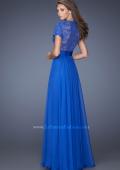Picture of: A-Line Chiffon Evening Dress with Low V Neckline in Blue, Style: 19876, Back Picture