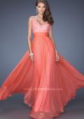 Picture of: Long Chiffon Prom Gown with Jewel Lace Bodice in Orange, Style: 19882, Main Picture