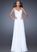 Picture of: Long Chiffon Prom Gown with Jewel Lace Bodice in White, Style: 19882, Detail Picture 8