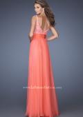 Picture of: Long Chiffon Prom Gown with Jewel Lace Bodice in Orange, Style: 19882, Back Picture