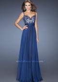Picture of: Long Chiffon Prom Gown with Jewel Lace Bodice in Blue, Style: 19882, Detail Picture 1