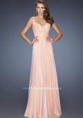 Picture of: Long Chiffon Prom Gown with Jewel Lace Bodice in Orange, Style: 19882, Detail Picture 2