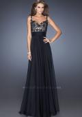 Picture of: Long Chiffon Prom Gown with Jewel Lace Bodice in Black, Style: 19882, Detail Picture 3