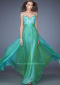 Picture of: Long Chiffon Prom Gown with Jewel Lace Bodice in Green, Style: 19882, Detail Picture 4