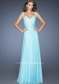 Picture of: Long Chiffon Prom Gown with Jewel Lace Bodice in Blue, Style: 19882, Detail Picture 6