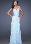 Picture of: Long Chiffon Prom Gown with Jewel Lace Bodice in Blue, Style: 19882, Detail Picture 7