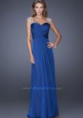 Picture of: Sweetheart Chiffon Gown with Sheer Cap Sleeves and Slit in Blue, Style: 19883, Detail Picture 1