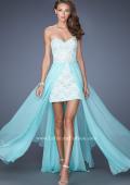 Picture of: Strapless Lace Mini Dress with Detachable Chiffon Skirt in Blue, Style: 19885, Main Picture