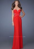 Picture of: Strapless Prom Dress with Jeweled Lace Cut Outs in Red, Style: 19889, Main Picture